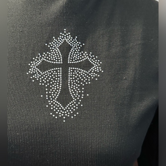 EUC Black Ribbed Long Sleeve Cross Graphic Tee - Picture 5 of 5